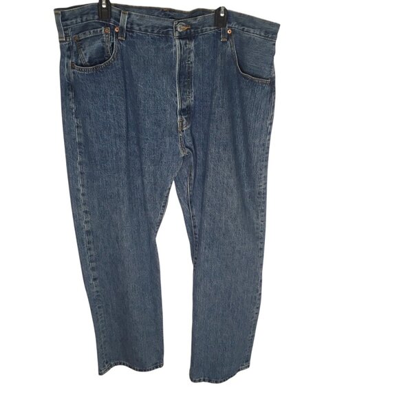 Levis 501 Jeans Mens 42x30 Blue Denim Straight Leg Button Fly Classic Fit - Picture 2 of 16